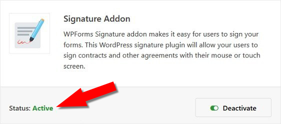 e-signature addon status in wpforms