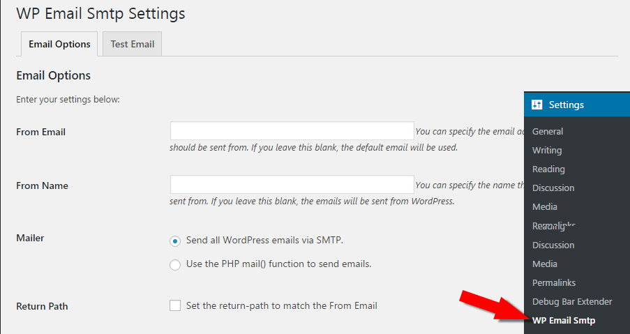 WP Mail SMTP Setting