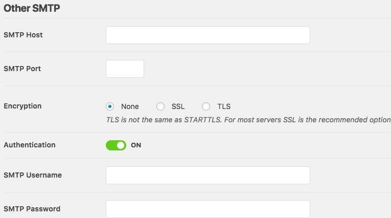 other SMTP setting in WP Mail SMTP