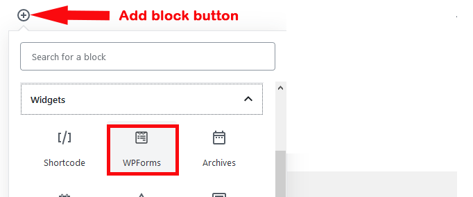 Add WordPress contact form to block on post 