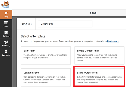 Billing form template 