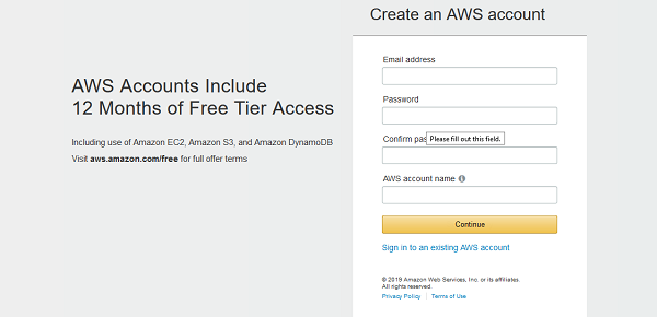 Create AWS account