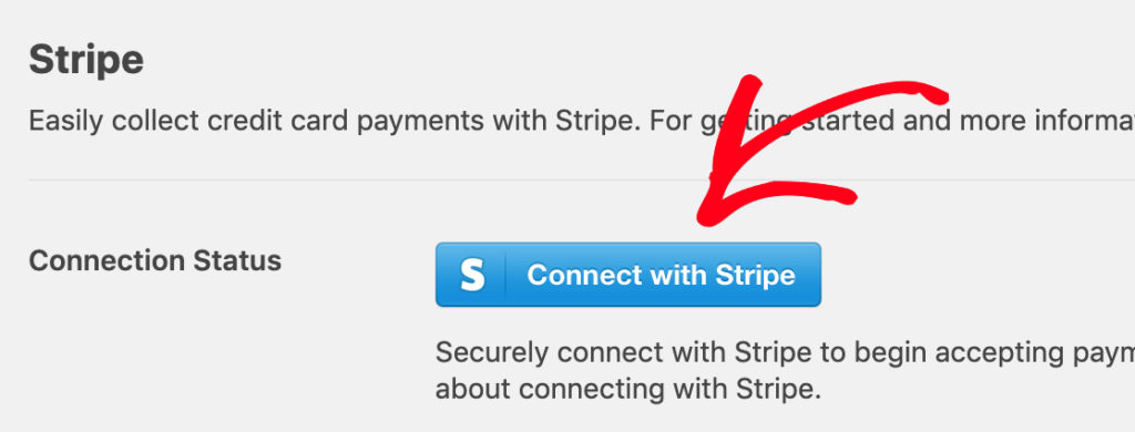 Connect with Stripe in WPForms Setting