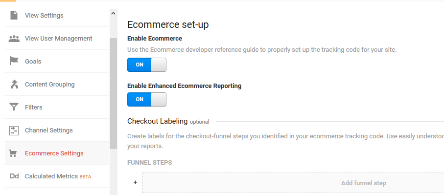 Enable Enhanced eCommerce in Google Analytics