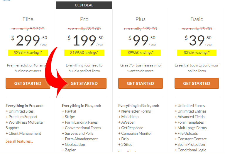 WPForms Pricing Plan