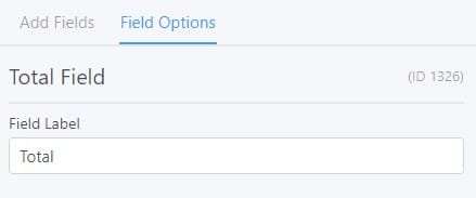 Total Fields options