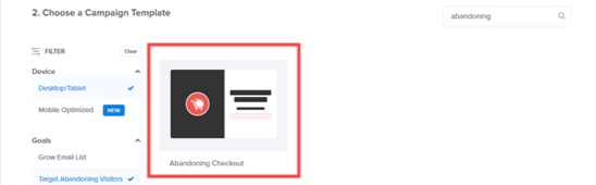 Abandoning checkout campaign type