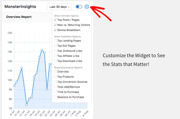 Dashboard mi website stats