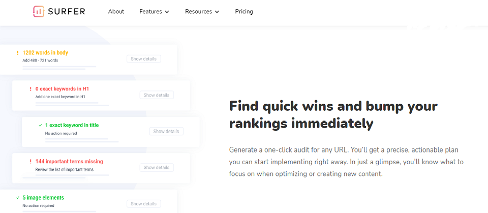 SurferSEO optimization tool