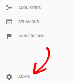 admin option in google analytics