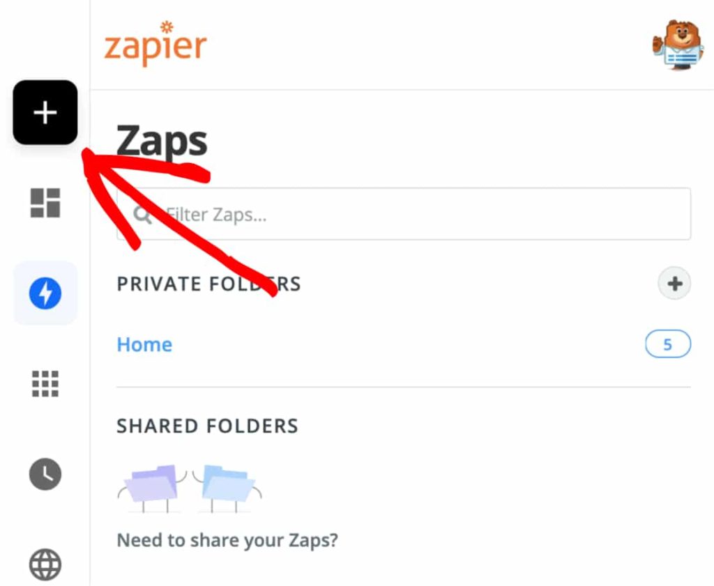 Create zap in zapier