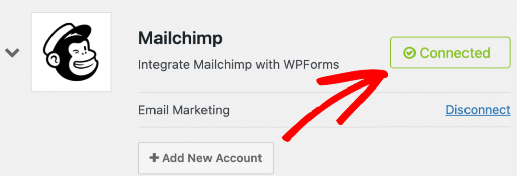 MailChimp connected status for WordPress forms