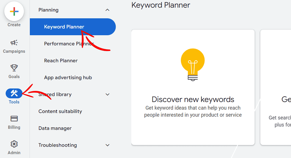 how to access Keyword Planner 