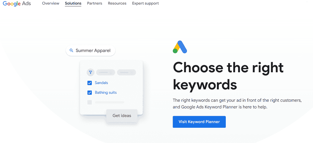 google keyword planner home page