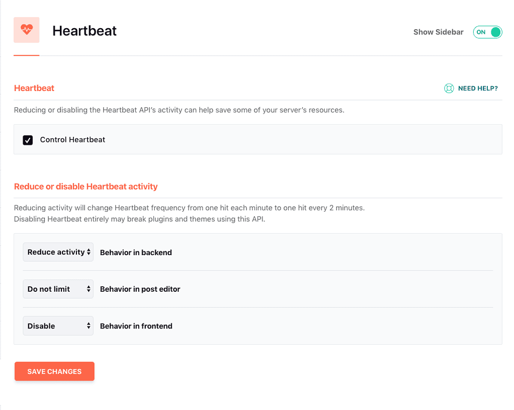 Heartbeat add-on in wp rocket